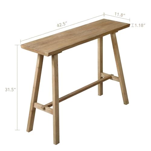 Wnutrees 43" Rustic Solid Wood Console Table for Hallway & Living Room, Easy Assembly