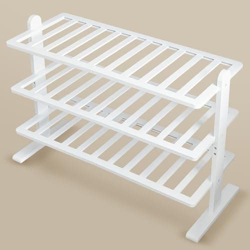 Varhomax Bamboo Shoe Rack, 3-Tier Closet Organizer for Small Spaces