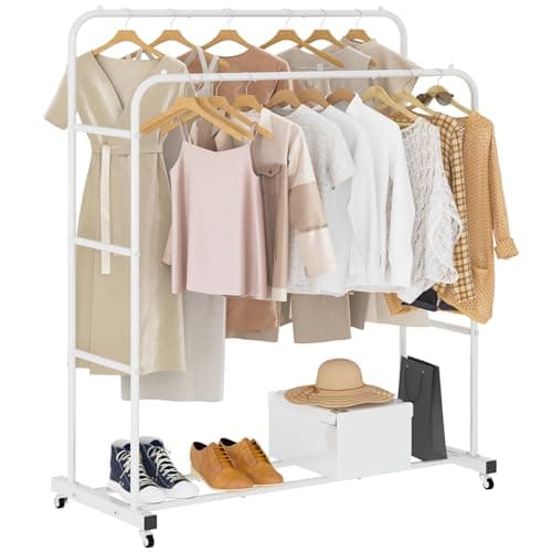 Laiensia Gold Double RodClothing Rack with Wheels