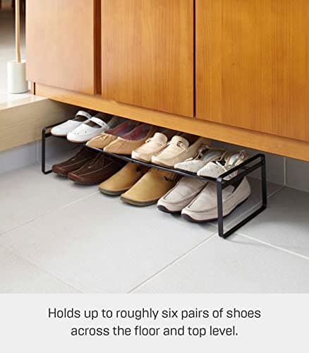 YAMAZAKI Home Adjustable Shoe Rack - Stainless Steel Black