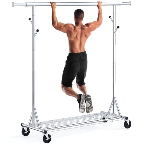 Heavy Duty Clothes Rack for 200 pieces of clothing: Load 480 LBS, Portable & Adjustable