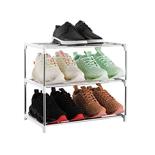 White Stackable 3-Tier Shoe Rack for Entryway, Closet, Hallway