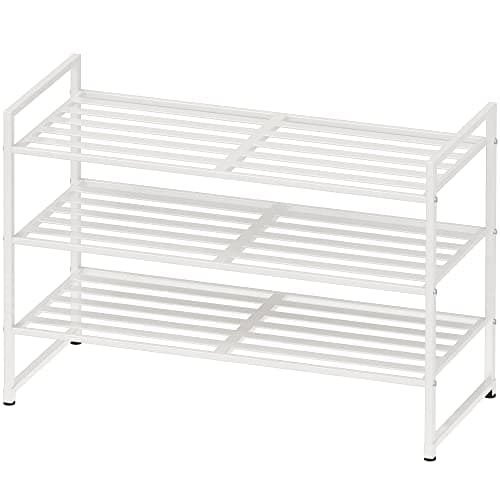 Black 3-Tier Stackable Mesh Shoe Rack