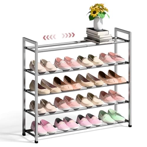 Sturdy 3-Tier Black Metal Shoe Rack for Closet and Front Door