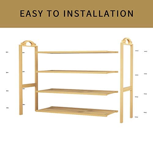 UDEAR Bamboo 4-Tier Shoe Storage Organizer for Entryway