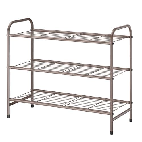 Kissette Stainless Steel Shoe Organizer - Sturdy Closet & Front Door Rack, Free Standing Shelf, White