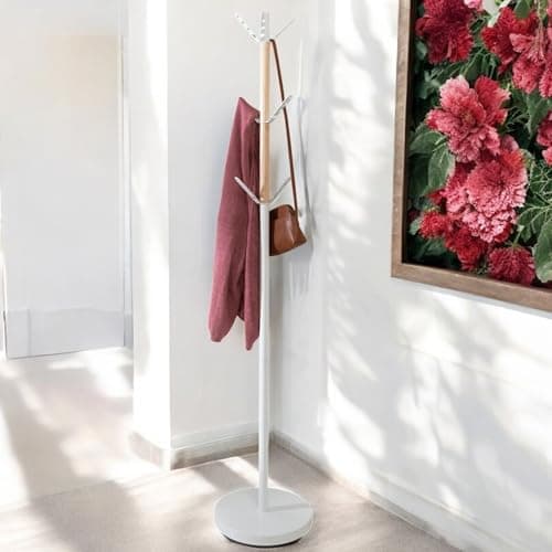 Honey-Can-Do White Wood Accented Standing Coat Rack