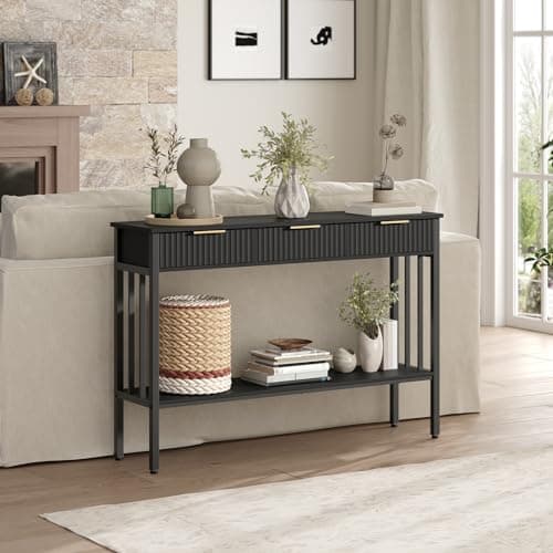 Black and Gold CTHB5201 Console Table with Storage for Entryway and Living Room