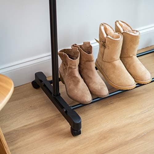 IRIS USA Portable Clothes Rack, Height Adjustable with Lockable Wheels, Single Rod Wardrobe