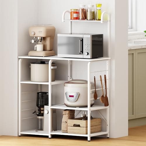 Soges White Multi-Functional Kitchen Microwave Stand & Rack