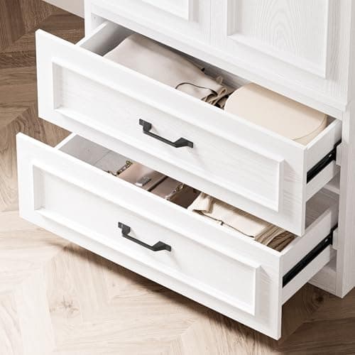 LIKIMIO 70 Wooden Wardrobe Closet with 2 Doors & 2 Drawers - Freestanding White Design for Bedroom