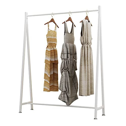 DR.IRON Modern White Hanging Rack, 47''L, Free Standing, Ideal for Retail & Laundry Rooms