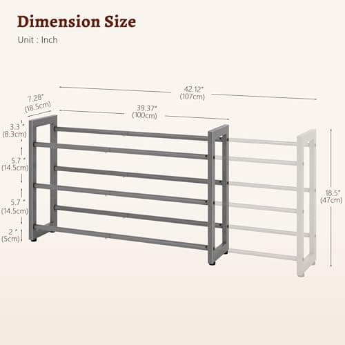 Favoisty 3-Tier Silver Grey Expandable Shoe Rack Savings Space Storage Organizer