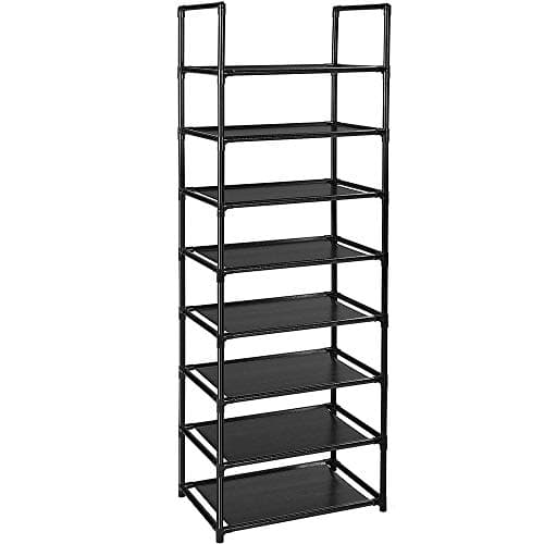 Barsone 10-Tier Shoe Organizer, Space-saving White Stand for Closets and Hallways