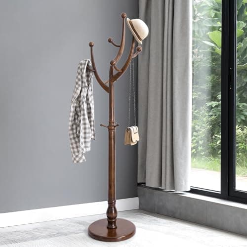 Wooden Coat Rack with 8 Hooks - Creative Tree Branch Design for Entryway, Hallway, Bedroom - Holds up to 160lb