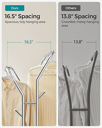 SONGMICS Double-Rod Clothing Rack with Wheels, 220 lb Max Load, Silver UHSR107E01