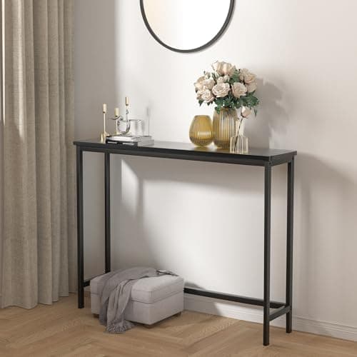 VASMIA 39" Black Bamboo Entryway Table