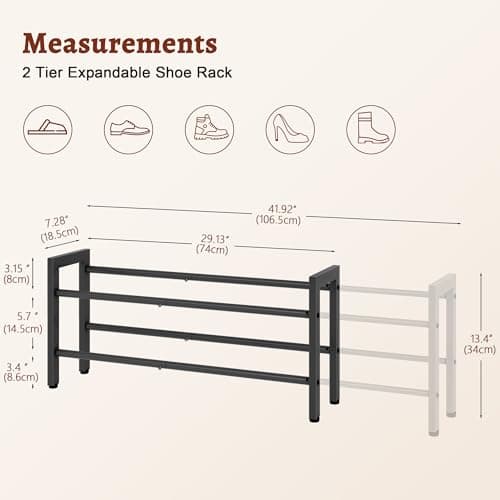 FAVOOSTY 2-Tier Expandable Shoe Rack, Black