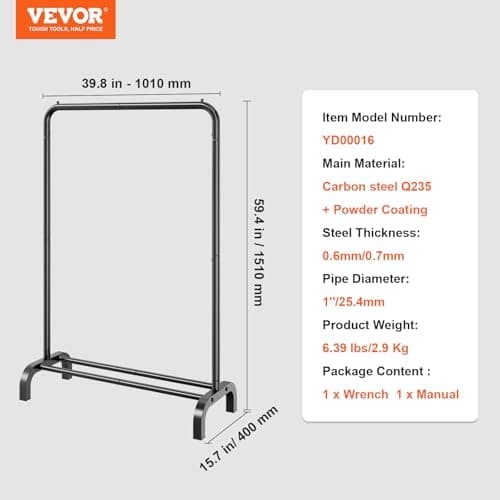 VEVOR Heavy Duty Clothing Rack with Hanging Rod & Bottom Storage
