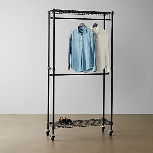 Amazon Basics Heavy Duty Double Hanging Closet Organizer Rack, WI-GAR1436B