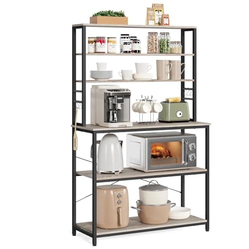 VASAGLE 39.4 Inch Industrial Baker's Rack with 6-Tier Shelves and Hooks UKKS039K02