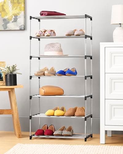 Whitmor White 4 Tier 20 Pair Floor Shoe Rack
