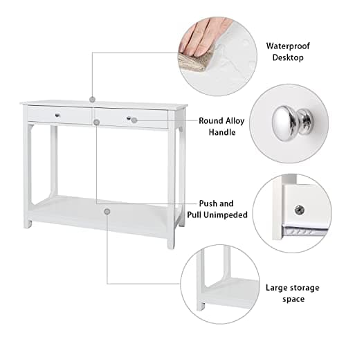TaoHFE White Console Table, 39.4"x11.8"x31.5"