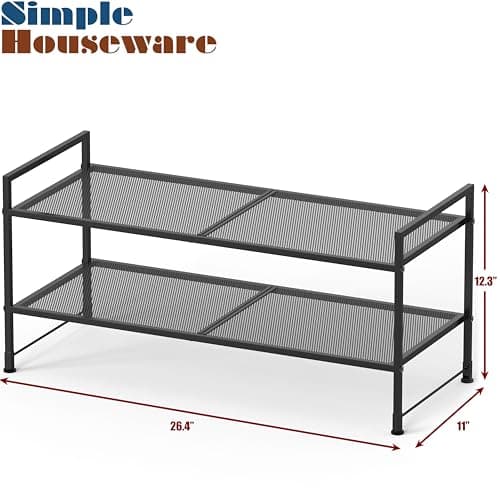 Black 2-Tier Stackable Mesh Shoe Organizer