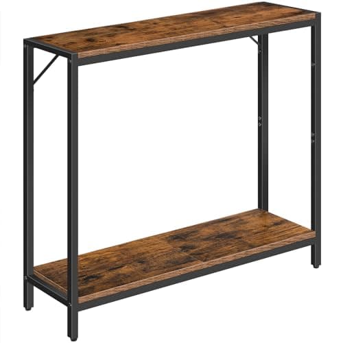 Stylish Greige and Black 2-Tier Console Table for Living Room Entryway CTHG27601