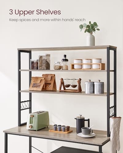 VASAGLE 39.4 Inch Industrial Baker's Rack with 6-Tier Shelves and Hooks UKKS039K02