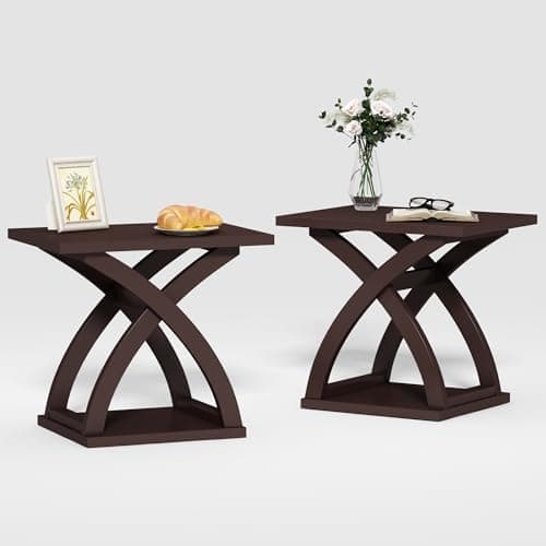 X-Design Espresso End Table Set with Storage (2 Pack)