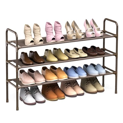 Black 3-Tier Expandable Shoe Rack, Closet and Entryway Storage
