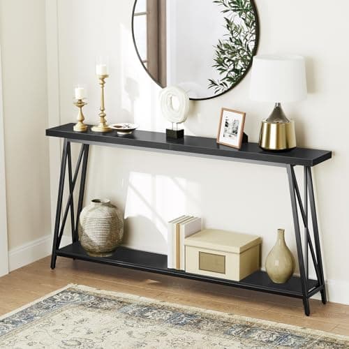 Extra Long Industrial Black Console Table CTHB4801