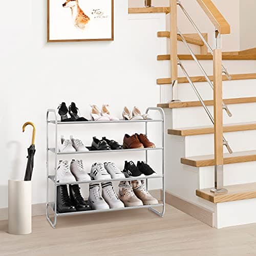 MAX Houser Light Gray 4 Tier Shoe Rack for Entryway Closet