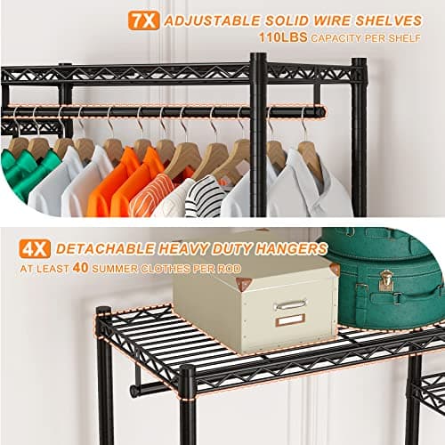 Raybee Heavy Duty 840 LBS Metal Clothes Rack, Black