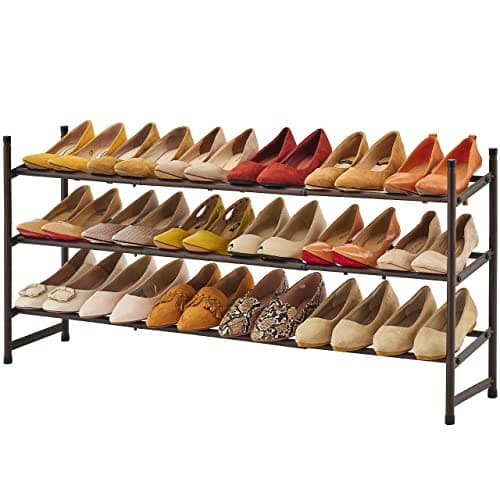 Tajsoon Expandable Metal Shoe Rack, 1 Tier, Adjustable & Stackable, White