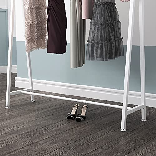 DR.IRON Modern White Hanging Rack, 47''L, Free Standing, Ideal for Retail & Laundry Rooms