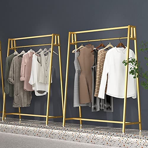 HOMEKAYT Gold Modern Metal Heavy Duty Garment Rack 47"LS