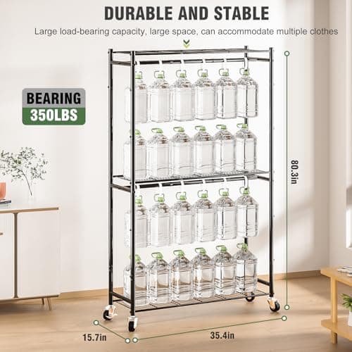 Portable Metal Clothes Rack with Double Rods & 3 Wire Shelves
