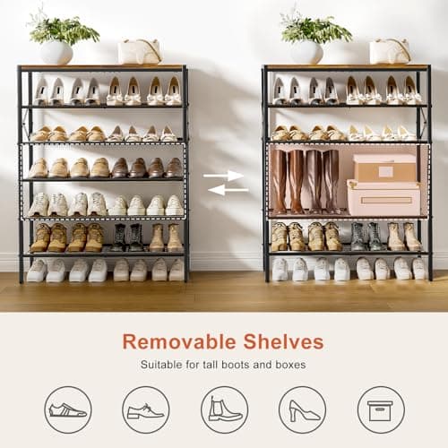 6-Tier Metal Shoe Organizer for Entryway and Closet