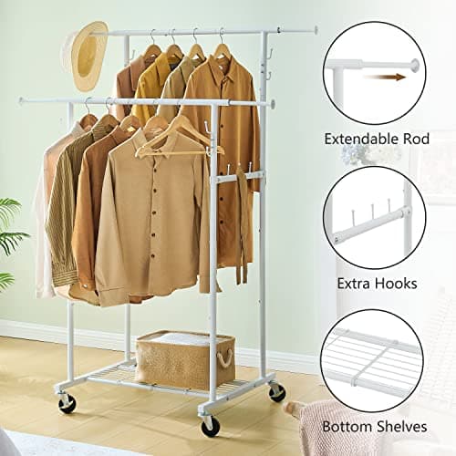 Double Rod Garment Rack & Portable Closet Wardrobe
