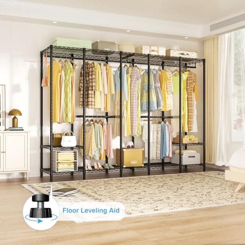 Ulif H50 Extra Large Heavy Duty Clothing Rack, Black, Max 1400 Lbs Load Capacity