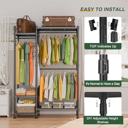 LEHOM G3 Heavy Duty Freestanding Clothes Rack with Shelves