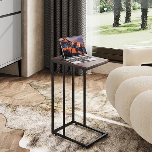 WLIVE C-Shaped Side Table Set, A-Grey, for Small Spaces