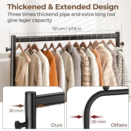 Heavy Duty Rolling Clothes Rack for Hanging Clothes - 420 LBS Capacity, 48 inches