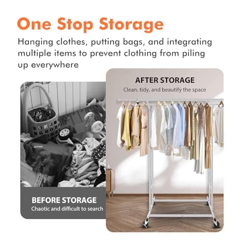 Double-Rod Commercial Heavy Duty Clothes Rack 400 lbs Load Chrome Finish