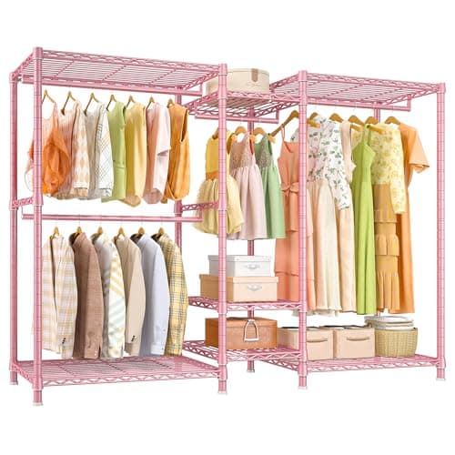 Raybee Heavy Duty 900Lbs Hanging Clothes Rack, 77" H x 69" W x 16" D, Black