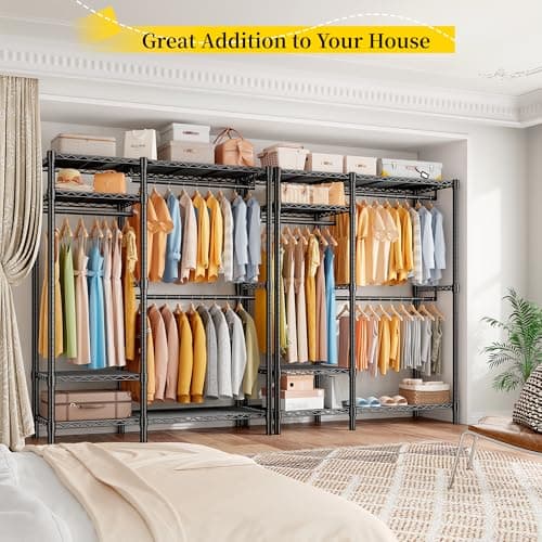 Raybee Heavy Duty 780LB Clothing Rack, Adjustable Metal Closet, Black