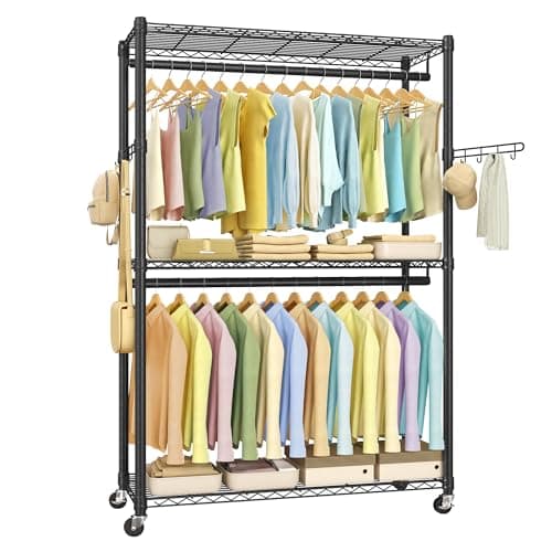 SONGMICS Heavy-Duty Rolling Clothing Rack, Ink Black ULGR414B01