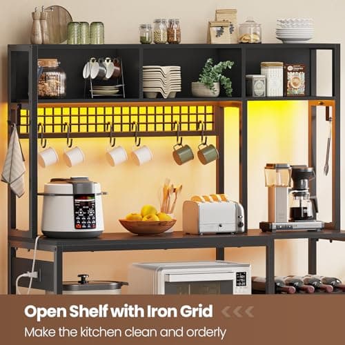 Itaar 47.2 Inch Farmhouse Coffee Bar Cabinet with Storage and Power Outlet